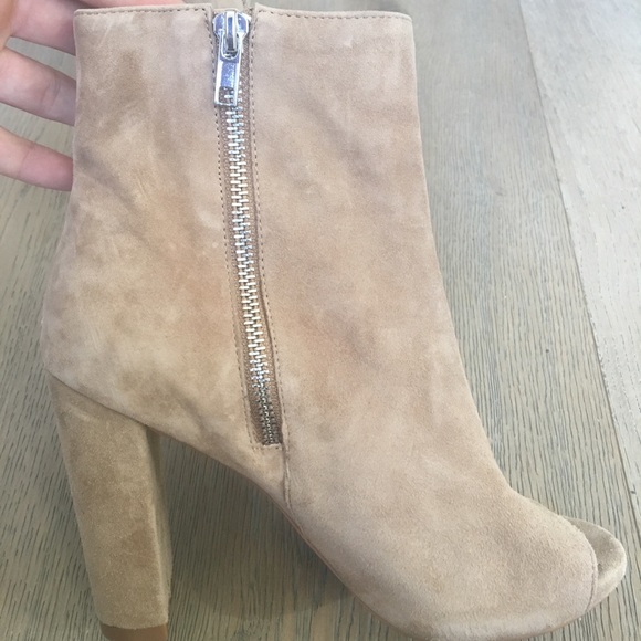 Steve Madden peep-toe high heeled booties in tan - Picture 7 of 8